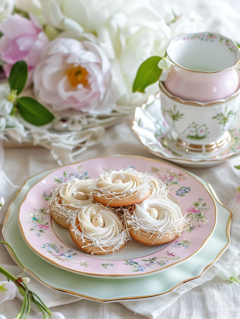 abdessalam hmouch A beautifully arranged table setup with Bir 983ff2ff 51b2 4f29 8f14 a6d1bb39e638 3 Birds Nest Cookies: 5 Easy Steps for the Best No-Bake Easter Treat!