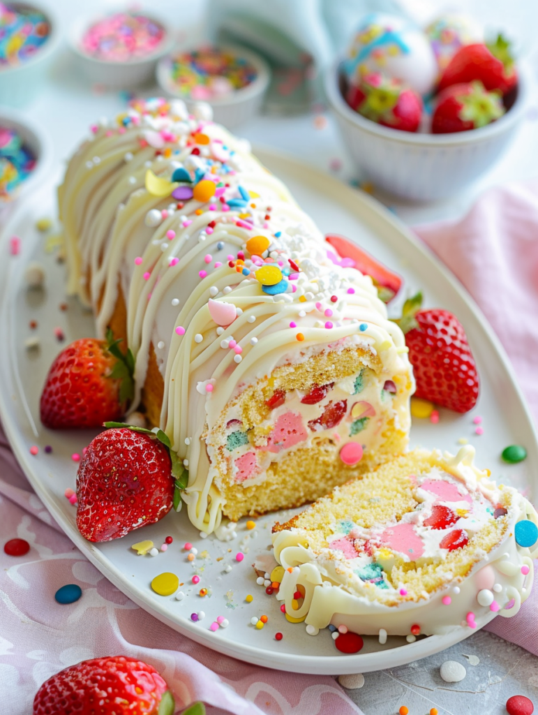 abdessalam hmouch A close up shot of a sliced Easter Cake Rol 9edaf80d c491 4b72 8465 1d112b9bee21 3 1 Easter Cake Roll – Easy & Festive Easter Dessert Recipe
