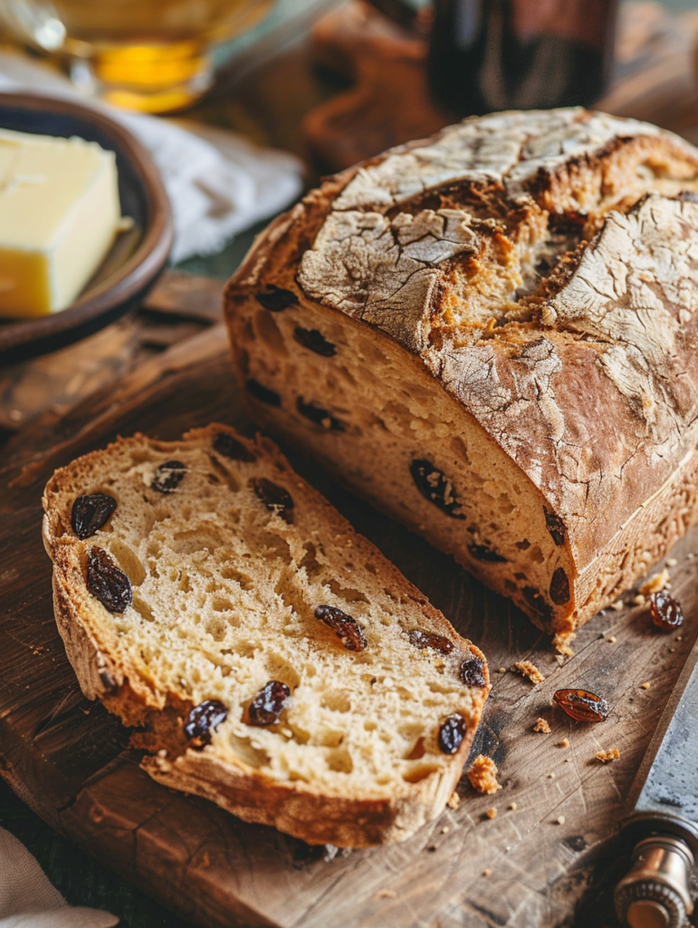 Blue Ribbon Irish Soda Bread sliced on a wooden board