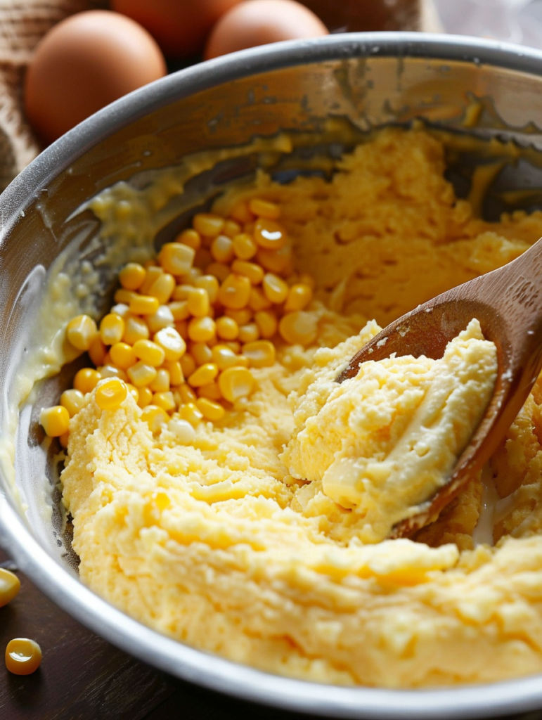 abdessalam hmouch A mixing bowl filled with Jiffy corn muffin e5aa11a4 94e8 41c7 9967 ddcf6f8a569a 1 Jiffy Cornbread Casserole with Creamed Corn: 5 Easy Steps for the Best Side Dish!