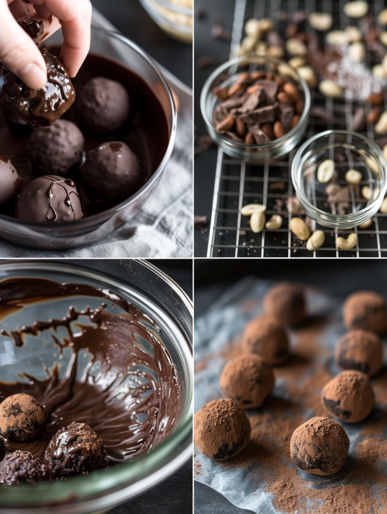 abdessalam hmouch A series of four process images 1 A mixing 8e396cea 9972 477c 9e60 04a34aa8c390 2 10-Minute No-Bake Brownie Truffles – Fudgy, Chocolatey & Easy Dessert