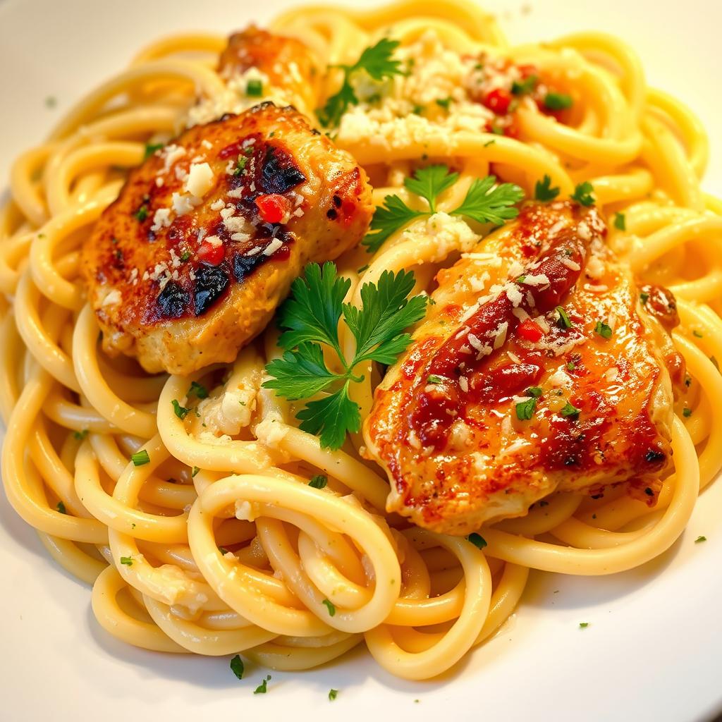 Marry Me Chicken Pasta with creamy sauce, chicken, and al dente pasta