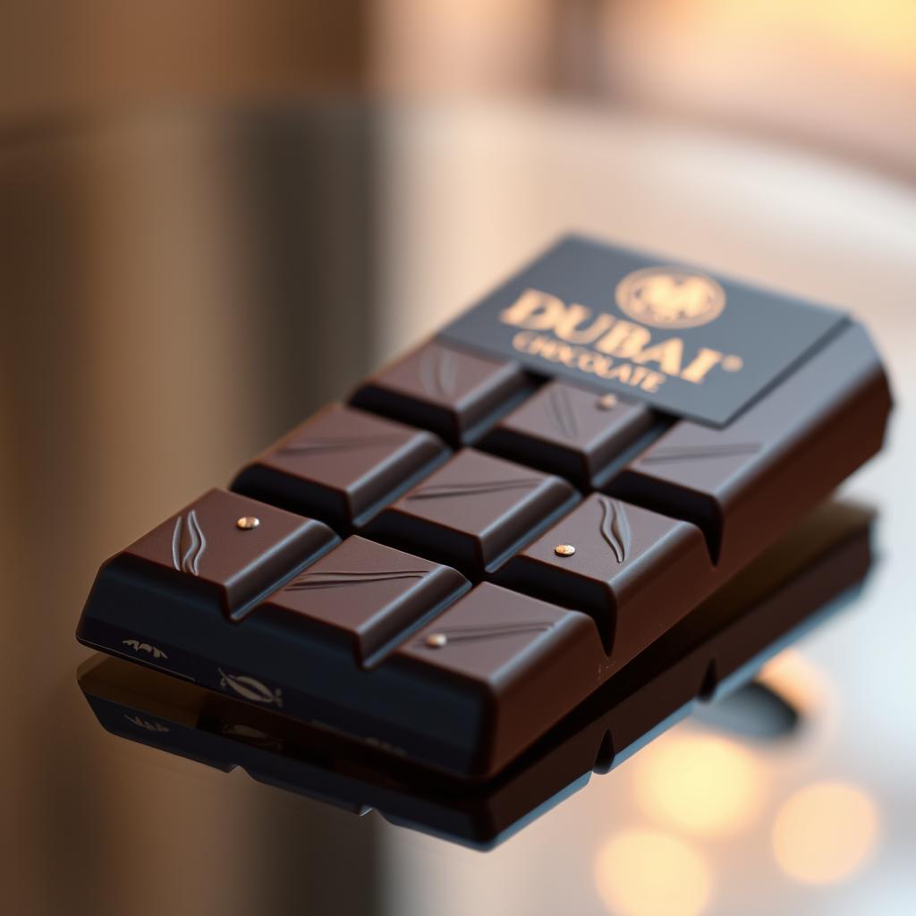 Dubai chocolate bar with gold flakes – luxury gourmet treat.