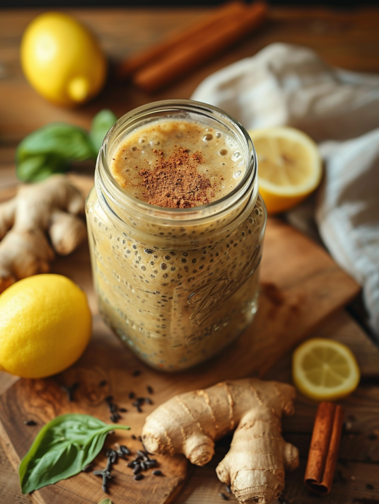 Natural Zepbound recipe smoothie with chia, lemon, and ACV