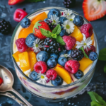 Assorted no-bake summer desserts with berries, yogurt, and granola