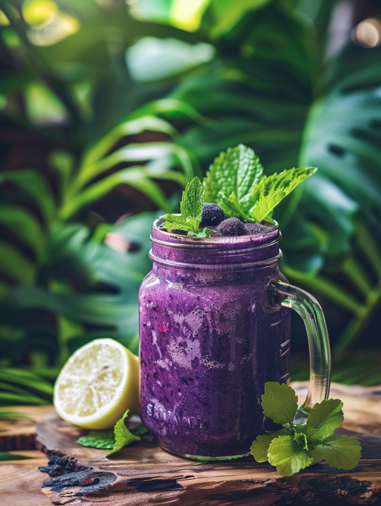 Brazilian Mounjaro detox drink in glass jar with tropical ingredients