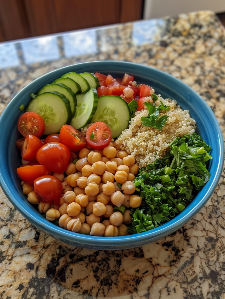 Simple Wegovy lunch with chickpeas and quinoa
