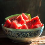Step-by-step guide showing how to cut a watermelon into cubes and sticks