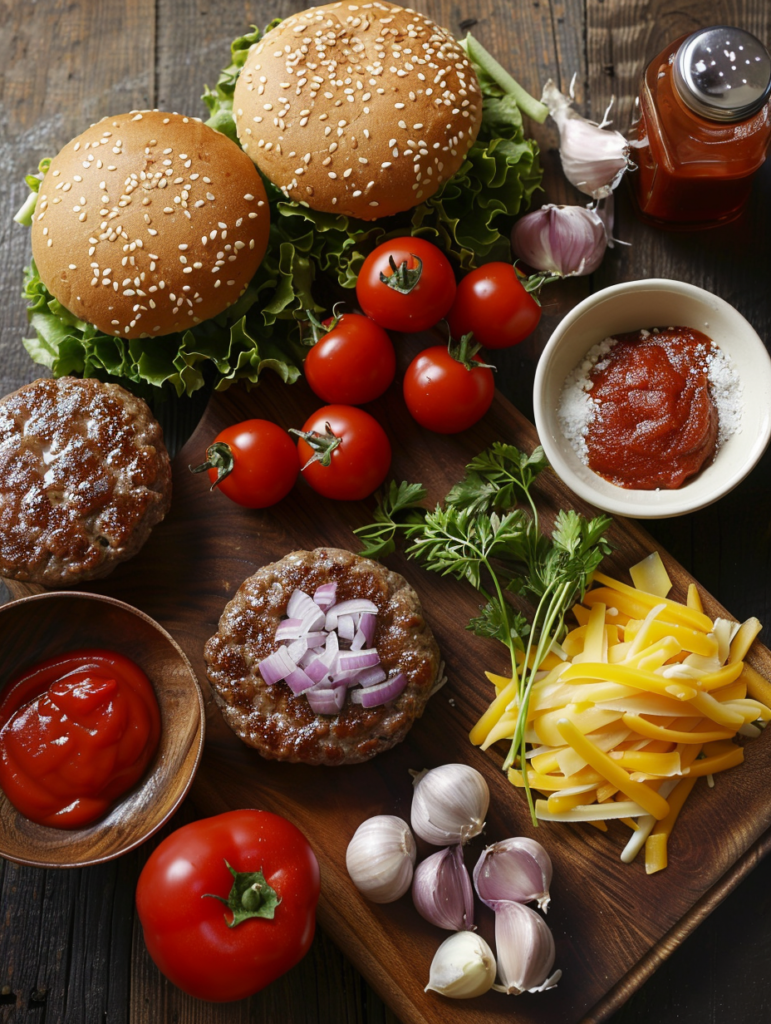 abdessalam hmouch bbq cheeseburger ingredients.jpg ar 34 f8b66a74 3f13 4a8d 95dc f350737da69d 0 Juicy Air Fryer BBQ Cheeseburgers – Easy, Mess-Free, and Full of Flavor